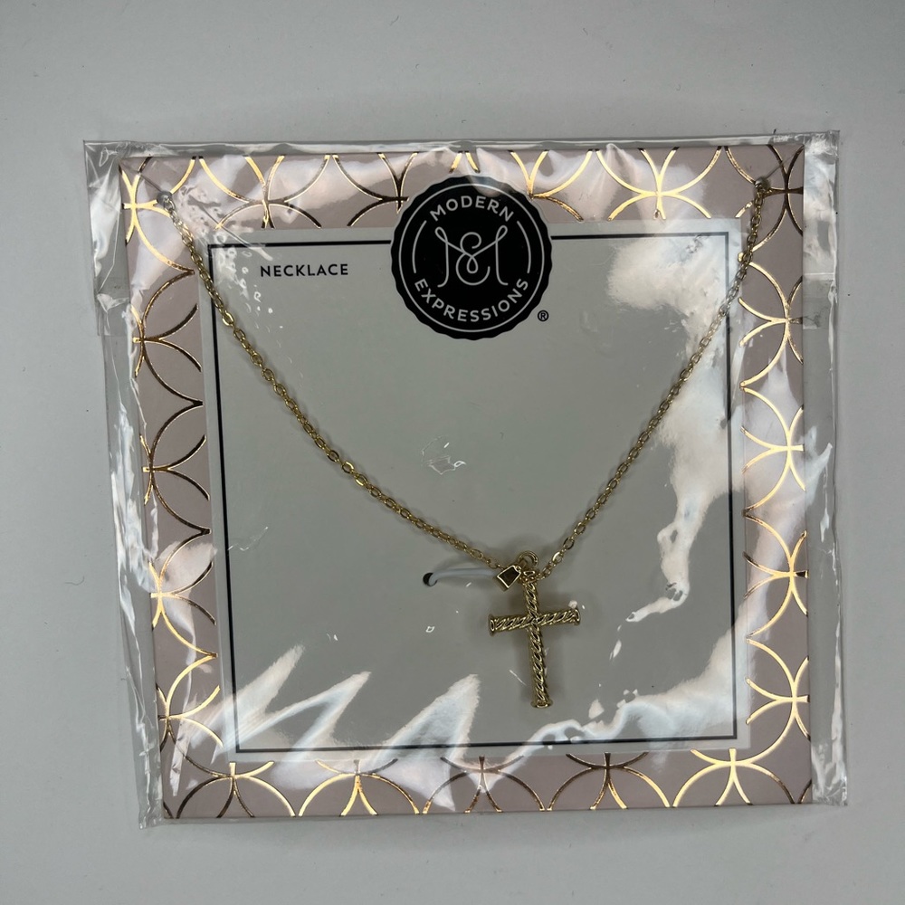 Modern Expressions Gold Cross Necklace
